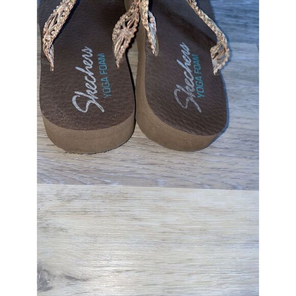 Skechers Meditation Ocean Breeze Flip Flop Sandals Brown Thongs Yoga Foam Size 6 - Picture 6 of 8